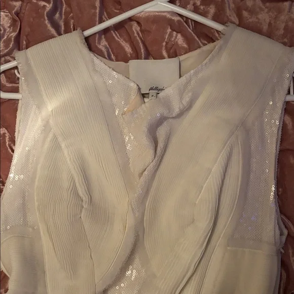 3.1 Phillip Lim Ivory Sleeveless Sequin Pleated Dress size 2 - Picture 3 of 5